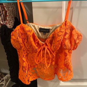 Orange Lace Majorelle Tank Top